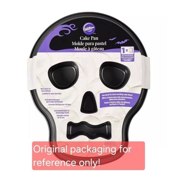 Wilton Halloween Skull Skeleton Sugar Skull Cake Pan Metal Non Stick 12 x 9.5" - Picture 8 of 9